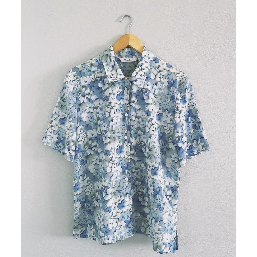 Rainwater Blue Floral Vintage Blouse